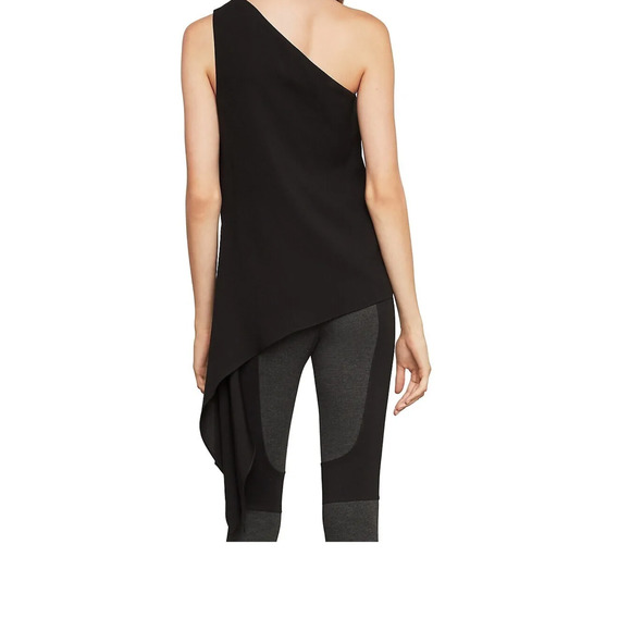 NWT BCBG Max Azria Sz XXS CERISE Asymmetrical Black One Shoulder Top - Picture 6 of 8